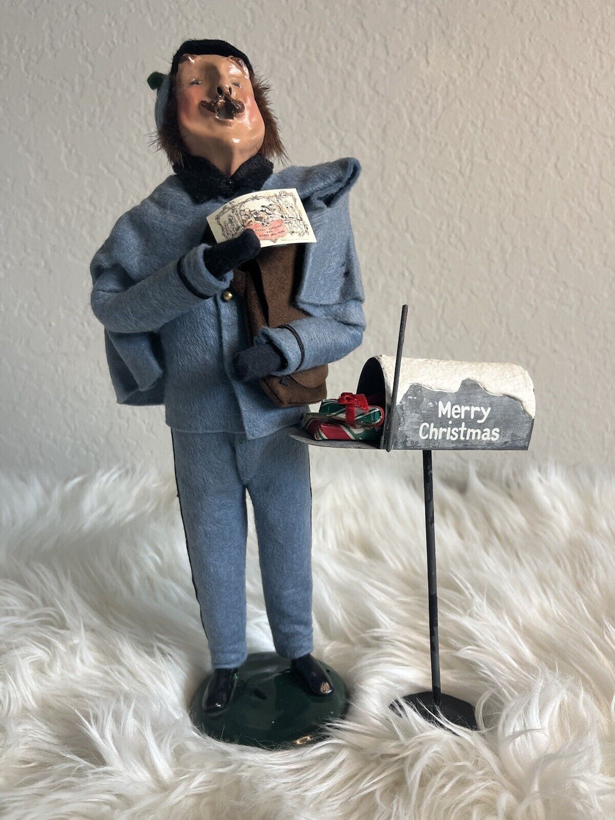 Byers Choice Retired 1990 Postman or Mailman with Christmas Card and Mailbag