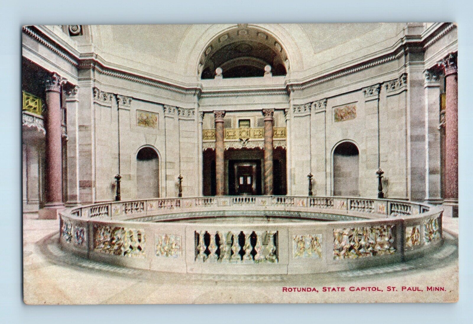 Rotunda State Capitol Marble Columns Archways Saint Paul Minnesota Postcard B7
