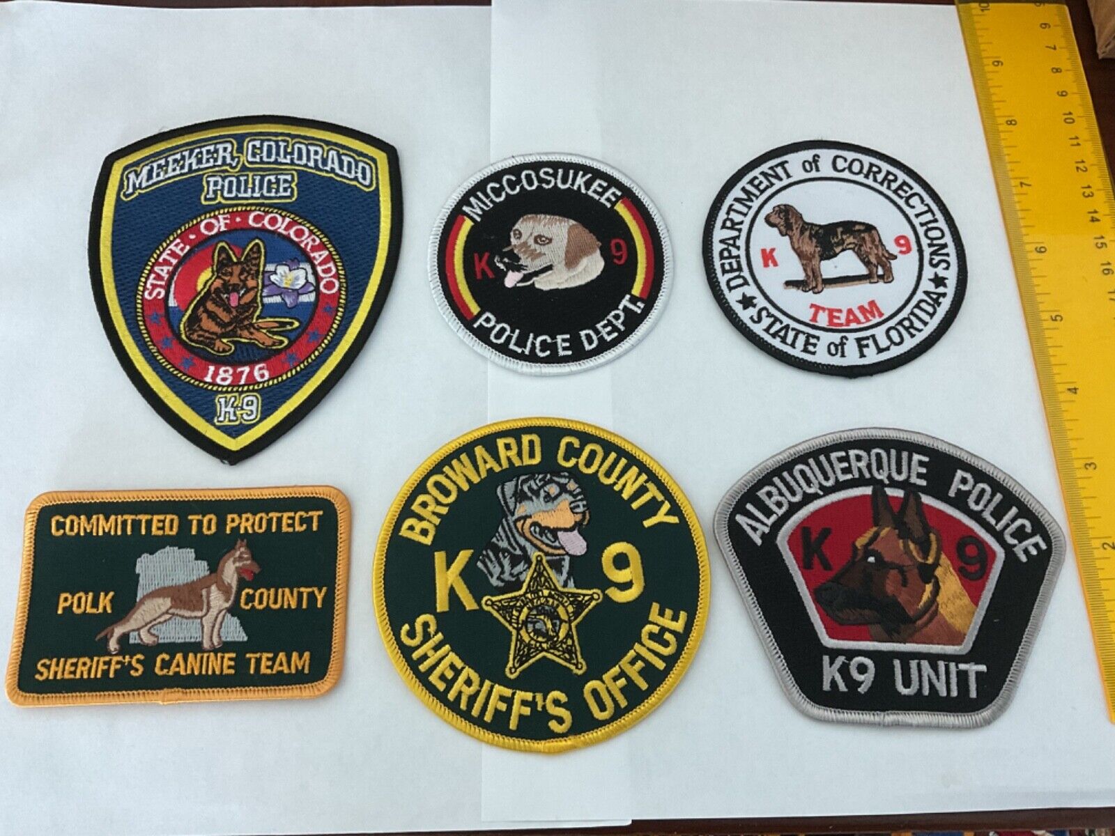 K-9 collectors patch set assorted states  6 pieces full size