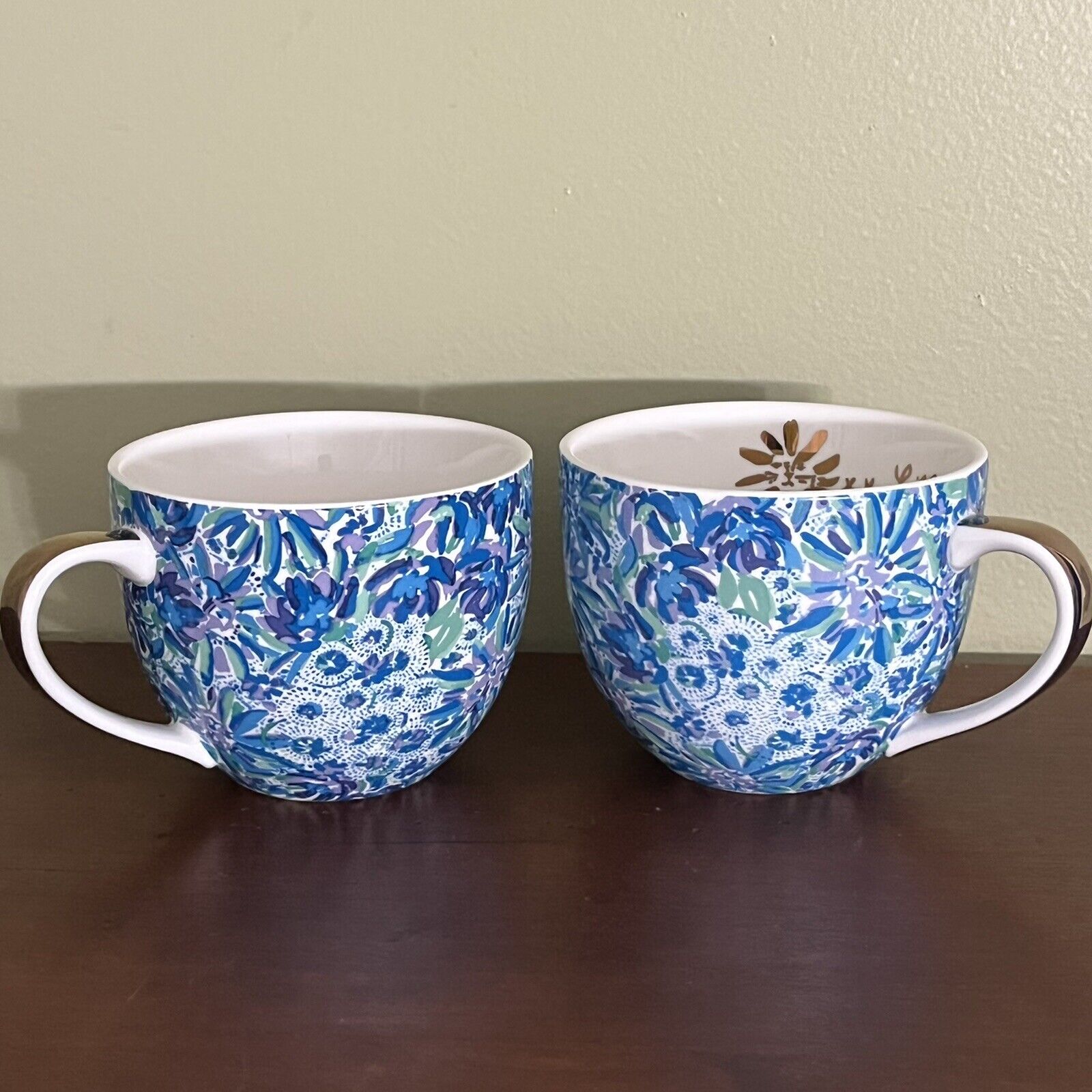Lovely Pair Of Lilly Pulitzer Cups Mugs Floral Tea Coffee
