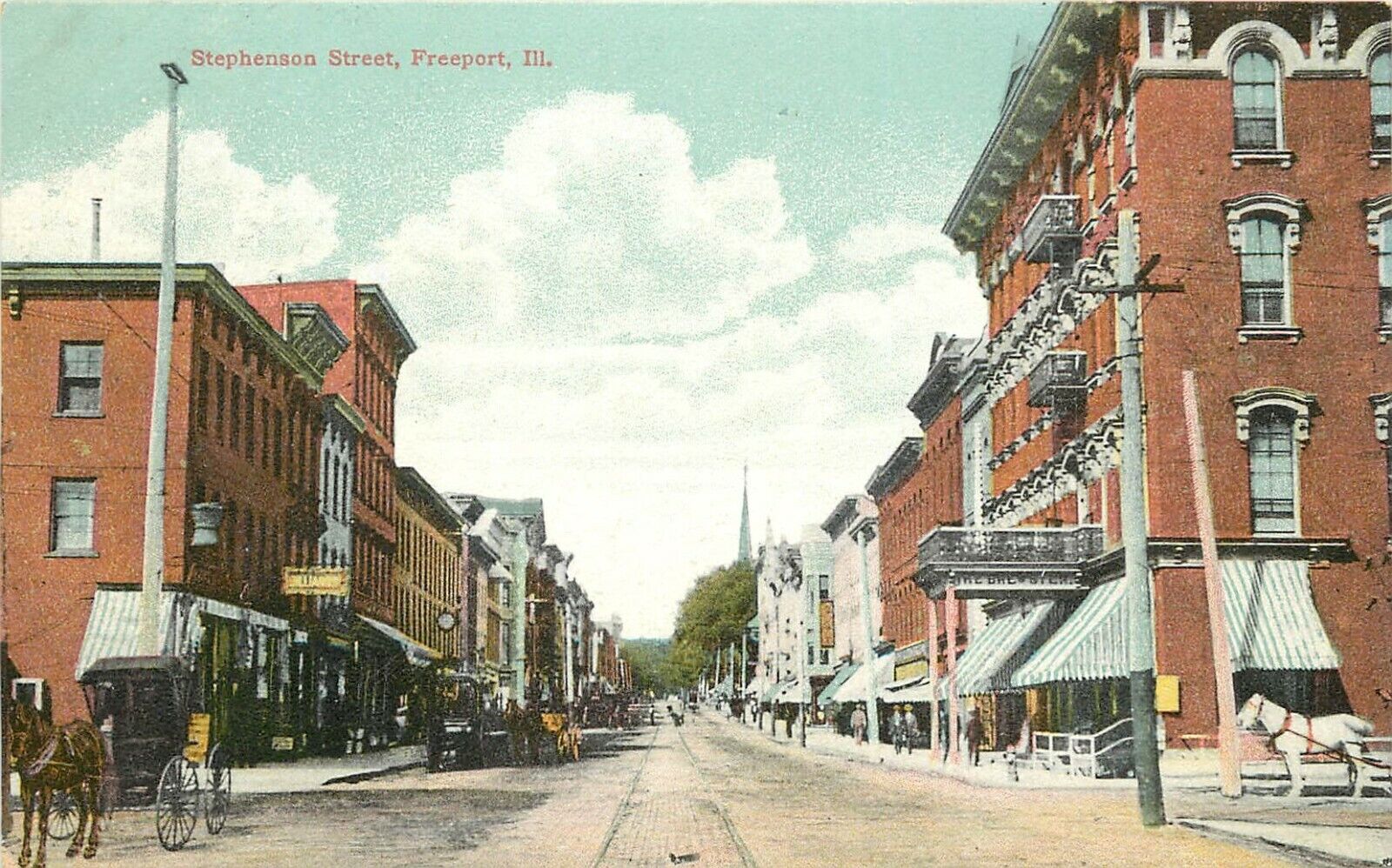 Vintage Postcard; Stephenson Street Scene, Freeport IL Unposted Wheelock