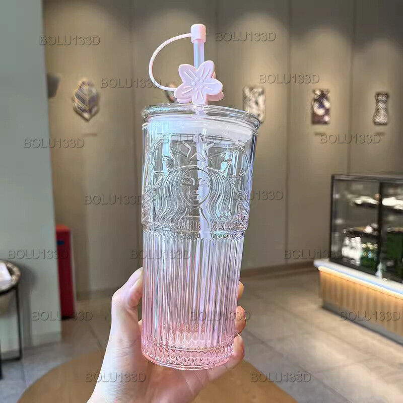 Starbucks Cherry Blossom Pink Serie Goddess 19oz Glass Cup Holiday Birthday Gift