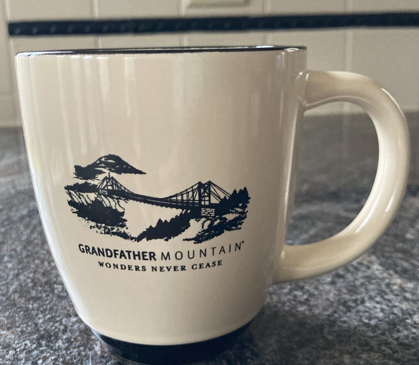 Grandfather Mountain Coffee Mug Beige Brown Wonders Never Cease North Carolina