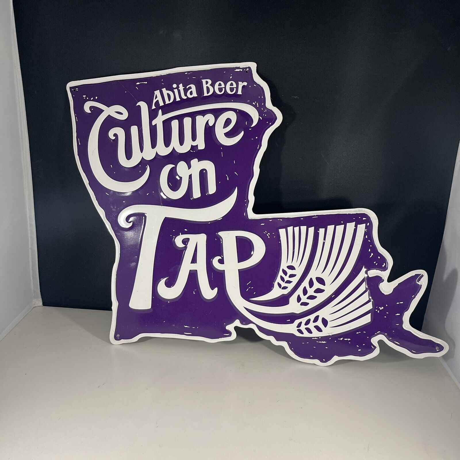 Abita Beer Culture On Tap Purple Louisiana Shaped Aluminum Beer Decor Sign