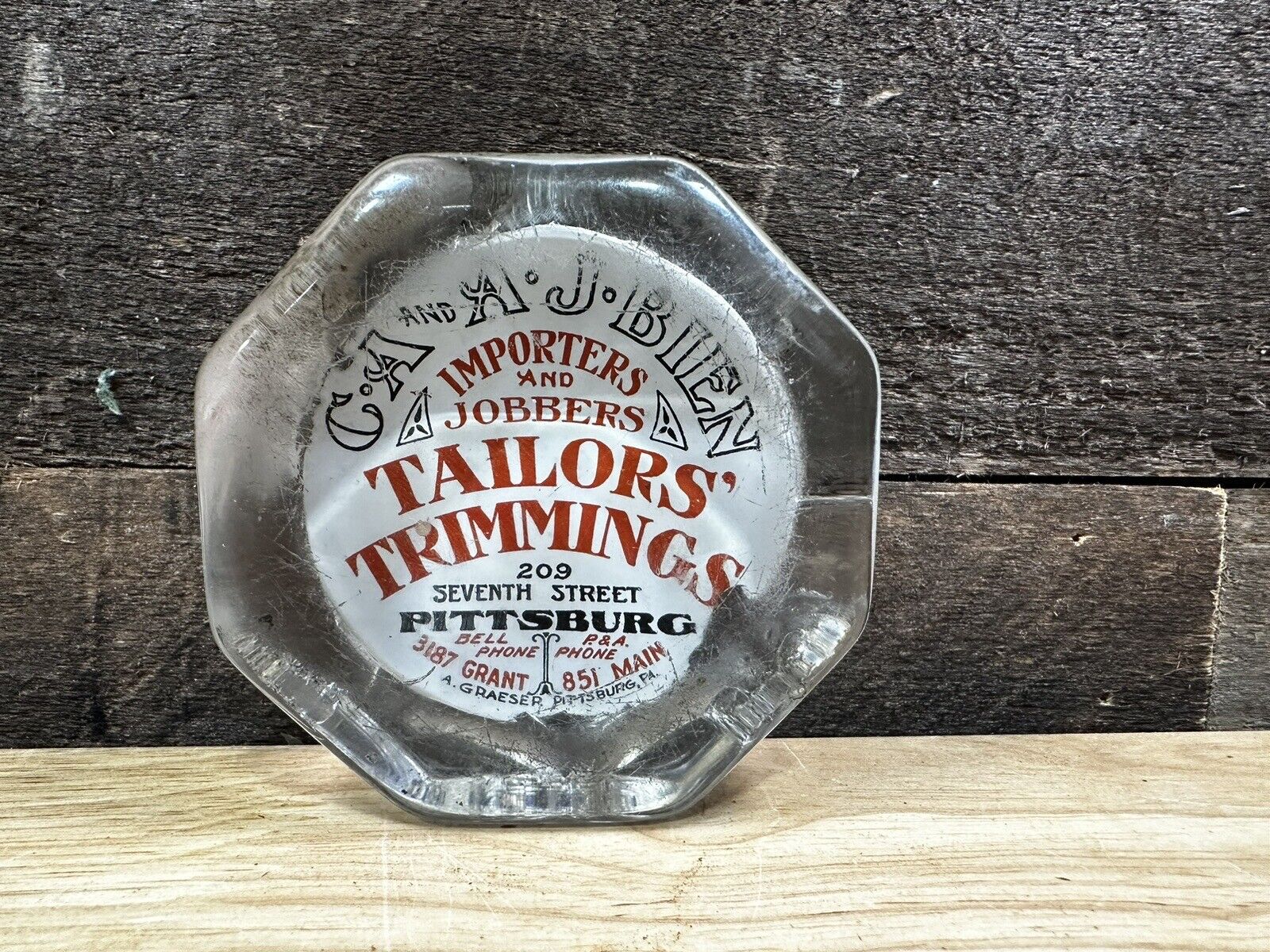 Antique Importers And Robbers “Tailors Trimmings” Pittsburgh Paperweight