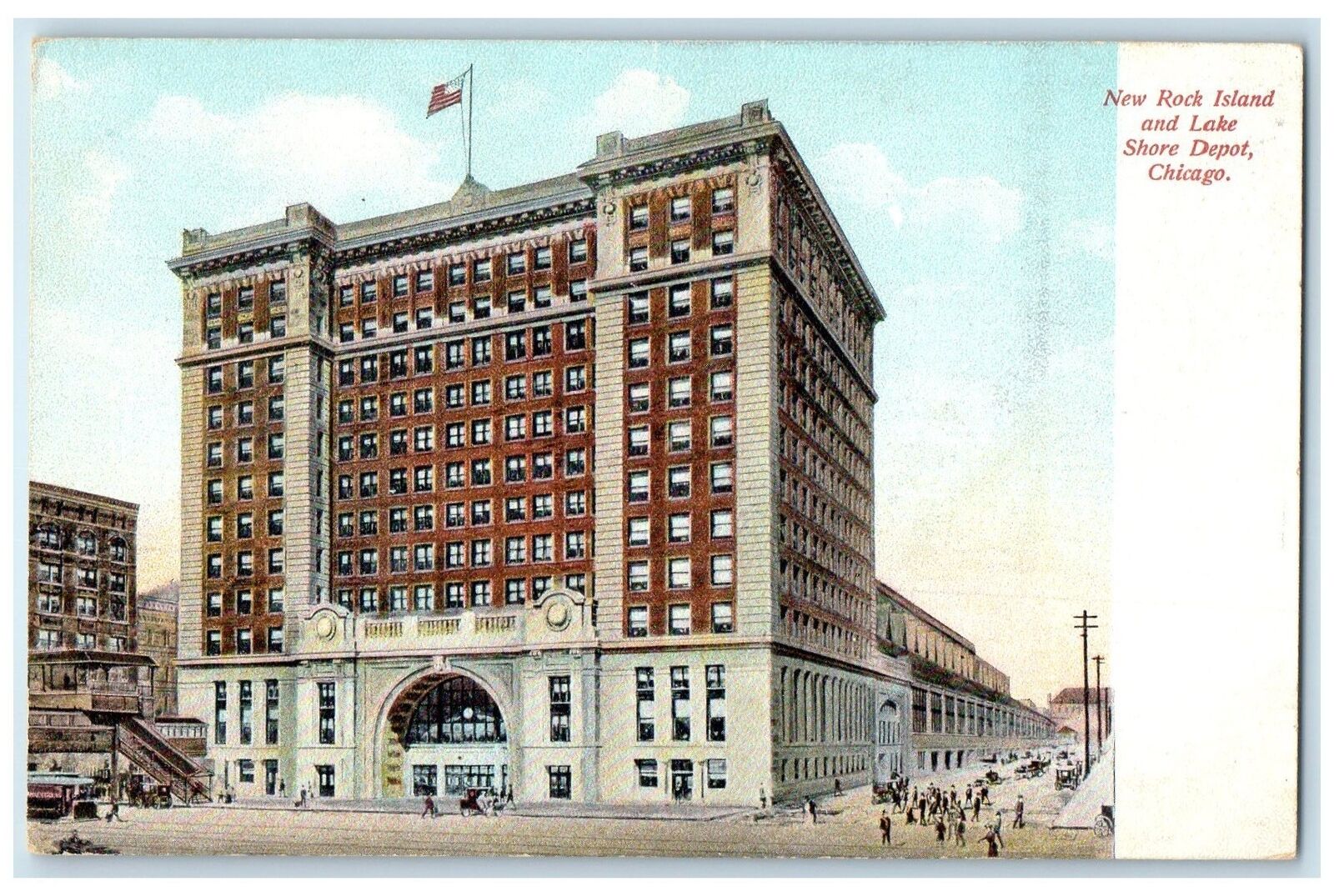c1905's New Rock Island & Lake Shore Depot Building Chicago Illinois IL Postcard