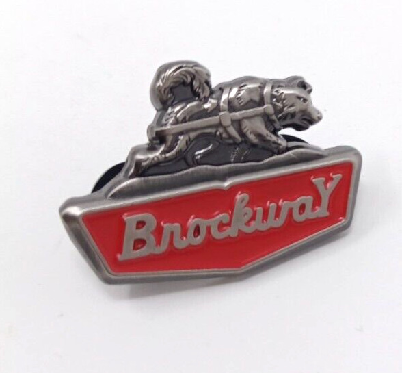 Brockway semi truck vintage style emblem lapel enamel hat pin silver red