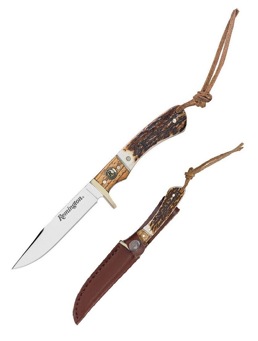 Remington Guide Jr Fixed Knife 3.25 Stainless Steel Blade Stag Bone/Wood Handle