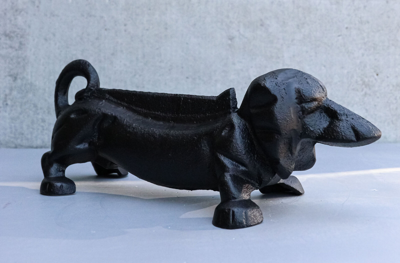 Cast Iron Black Sausage Dachshund Dog Boot Cleaner Scraper Statue Door Stopper