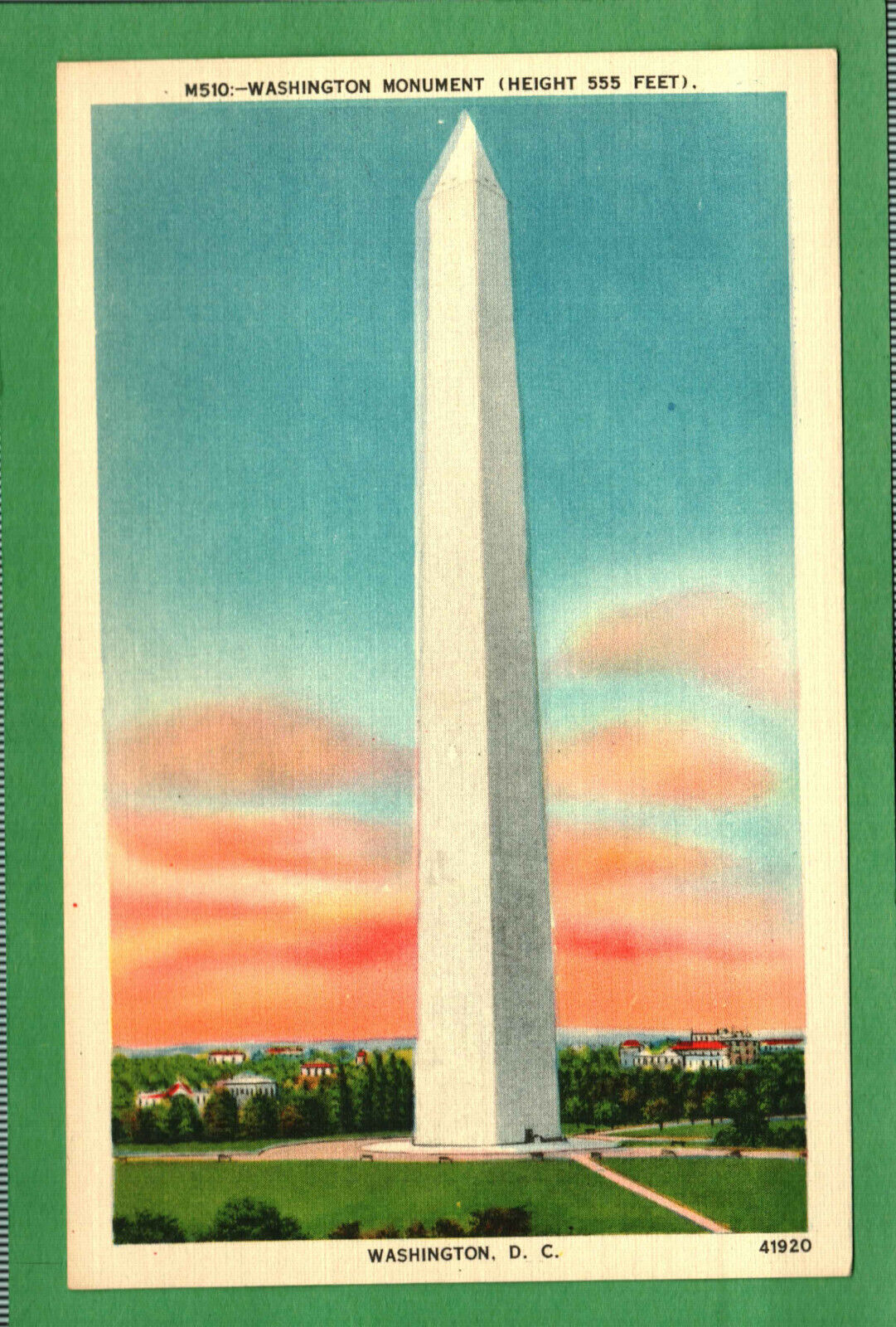 Postcard Washington Monument Washington D. C.