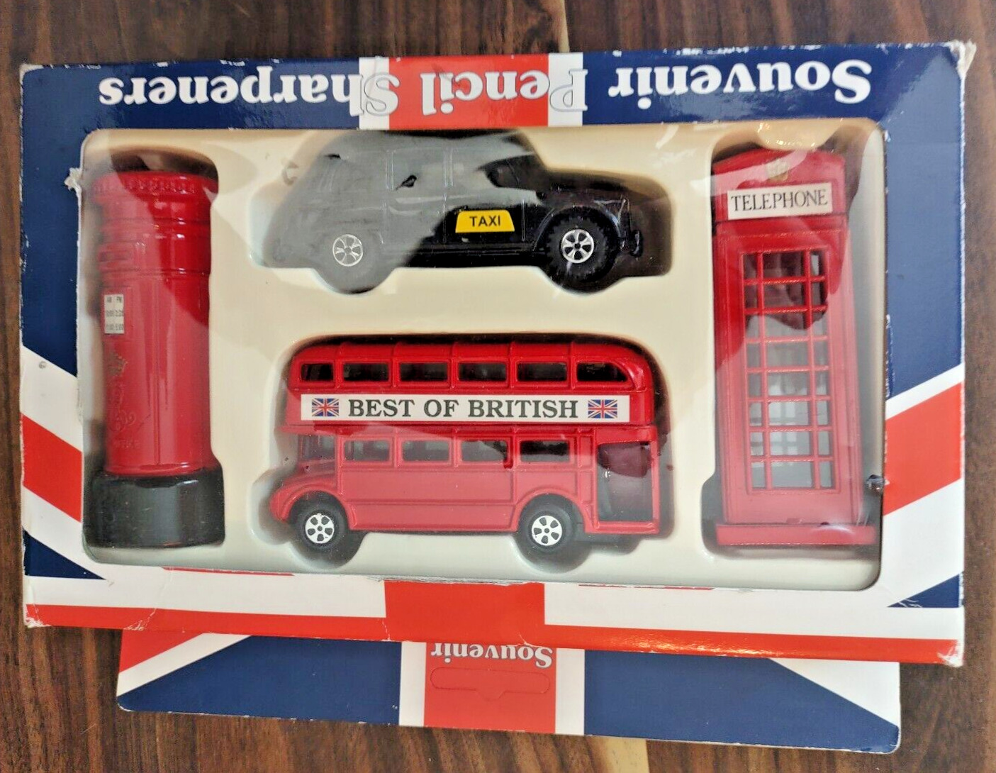 SET OF 4 LONDON STREET SCENE DIE CAST PENCIL SHARPENERS TAXI BUS PHONE BOOTH