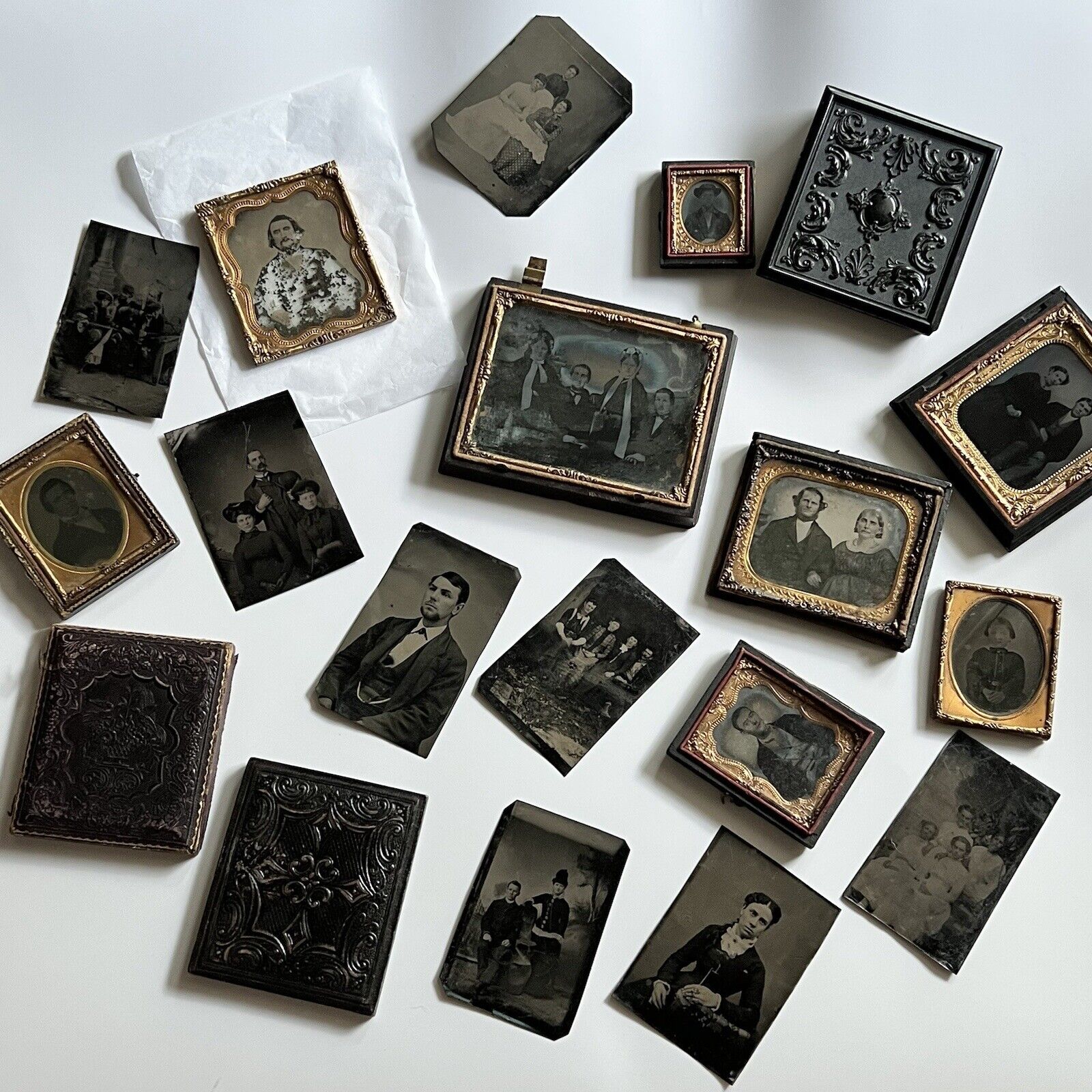 Antique Tintype & Ambrotype Photograph Lot Distressed Damaged Variety Cased