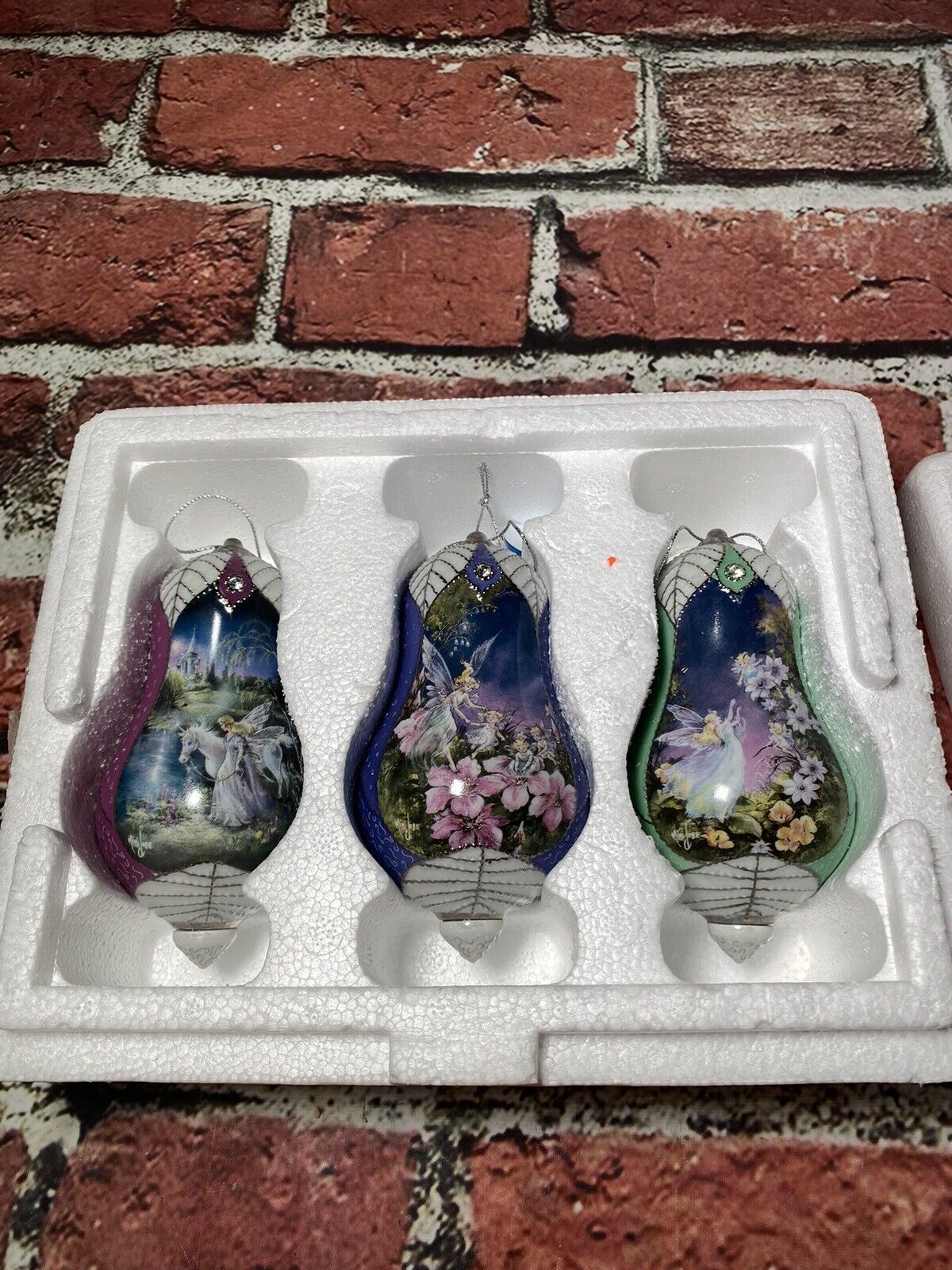 Set of 3 Bradford Edition  2001 Mimi Jobe\'s Fairyland Porcelain Ornaments
