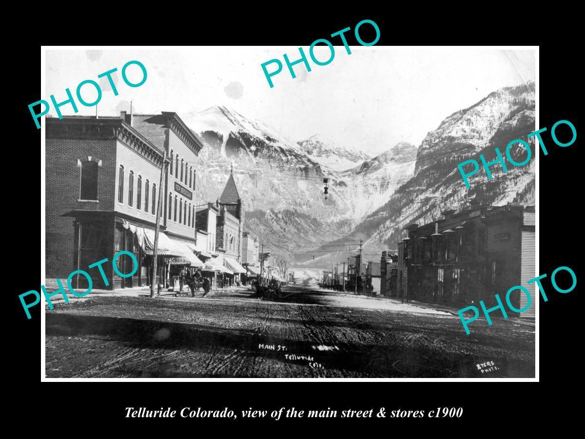 OLD LARGE HISTORIC PHOTO OF TELLURIDE COLORADO THE MAIN STREET & STORES c1900