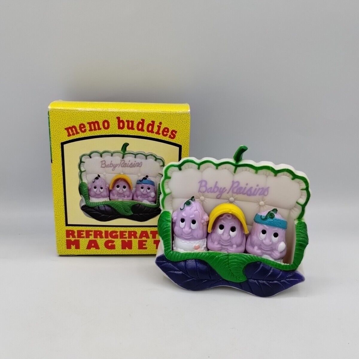 Vintage Anthropomorphic Baby Raisins Memo Buddies Refrigerator Memo Magnets Set