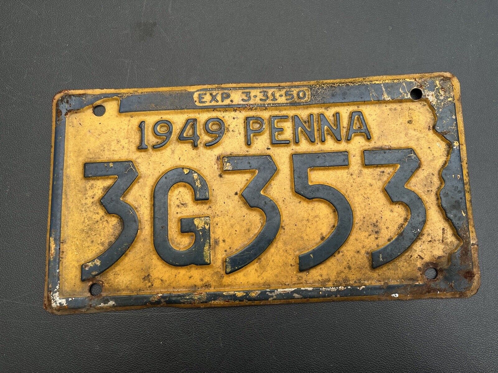 1949 Pennsylvania License Plate 3G353 Penna PA Chevy Ford Chevrolet
