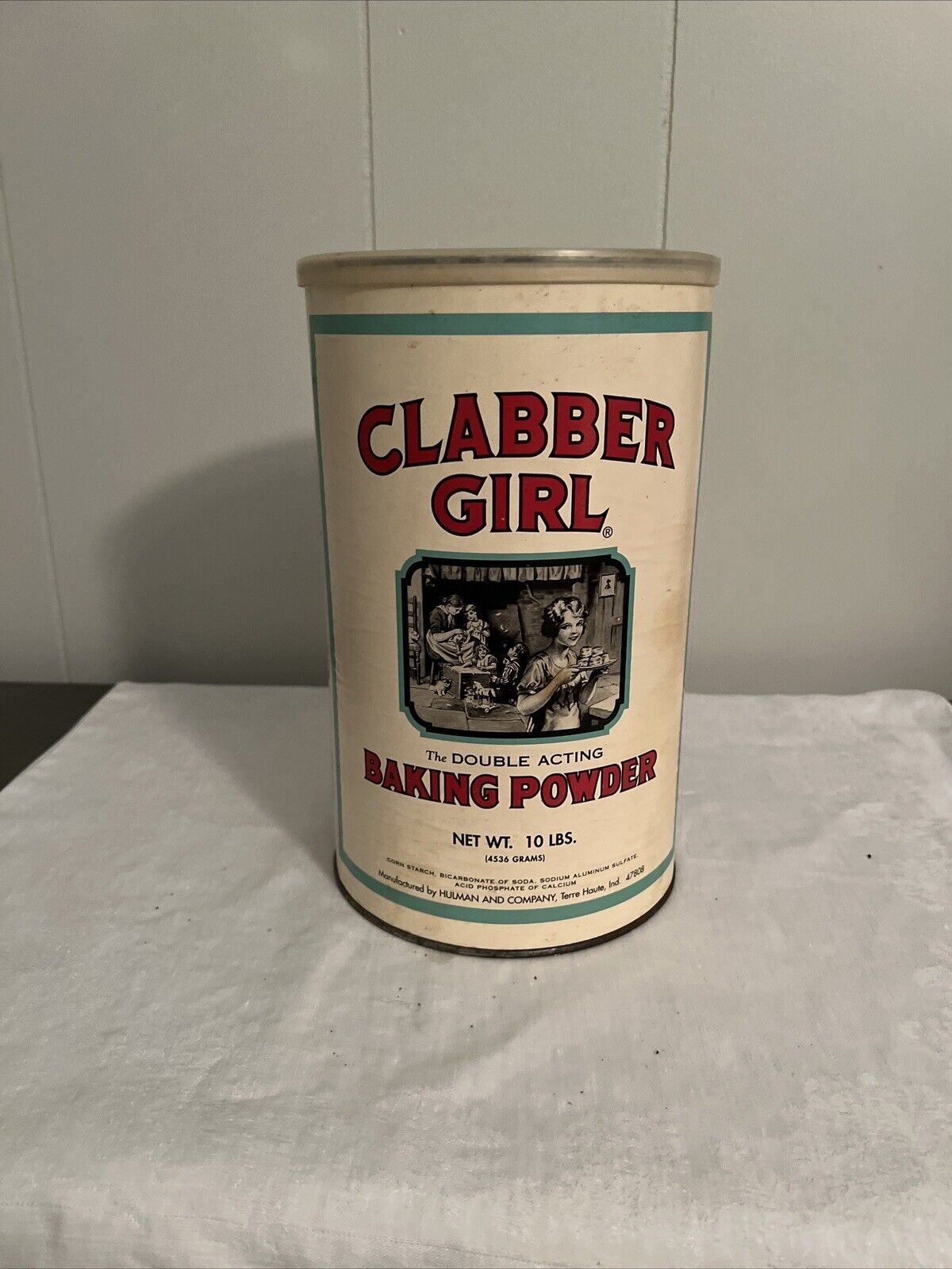 Vintage Large Clabber Girl Baking Powder Tin Can 10 Lbs. Advertising Nice Shape