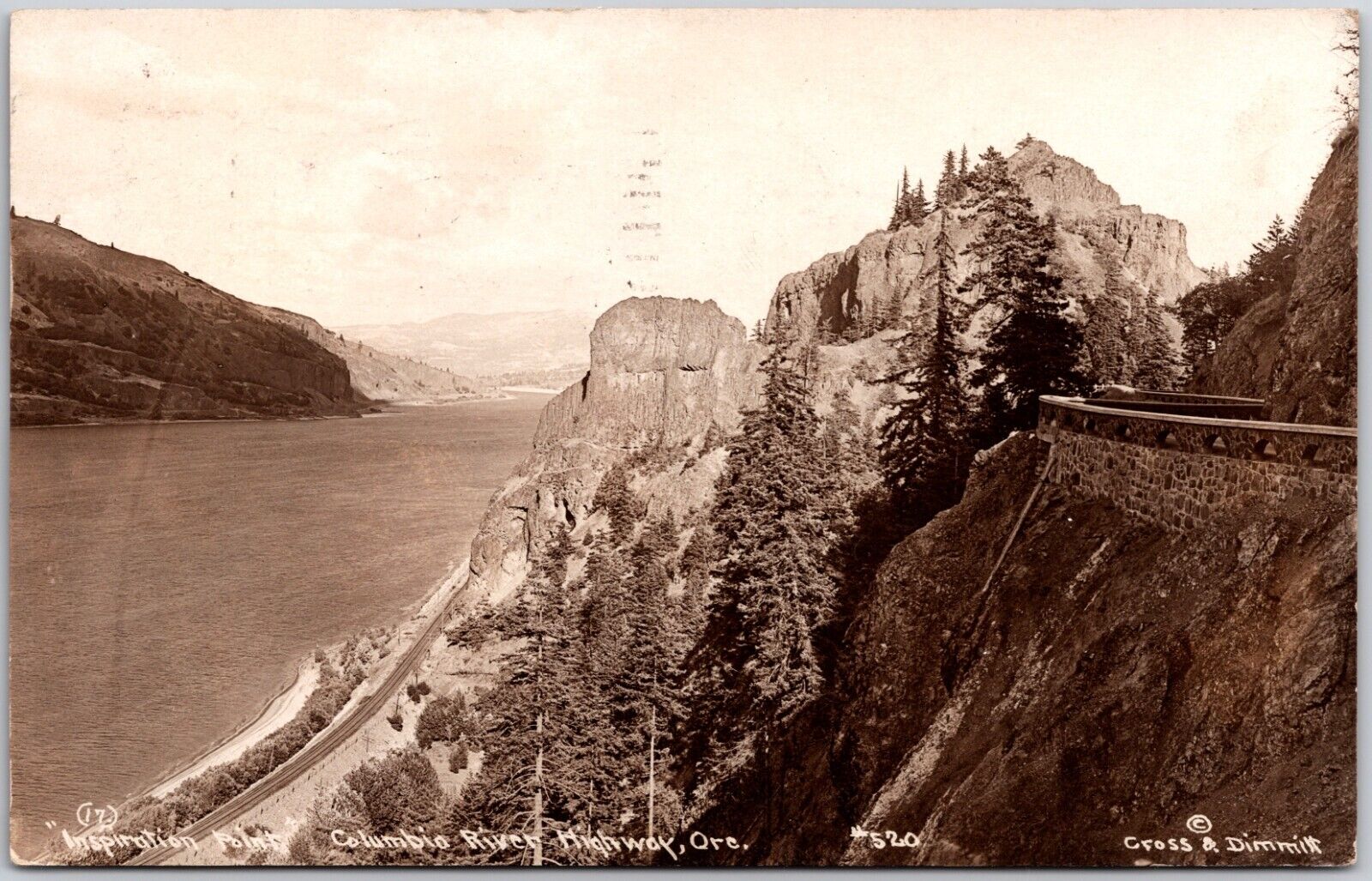 Columbia River Highway Oregon Inspiration Point RPPC Real Photo Postcard