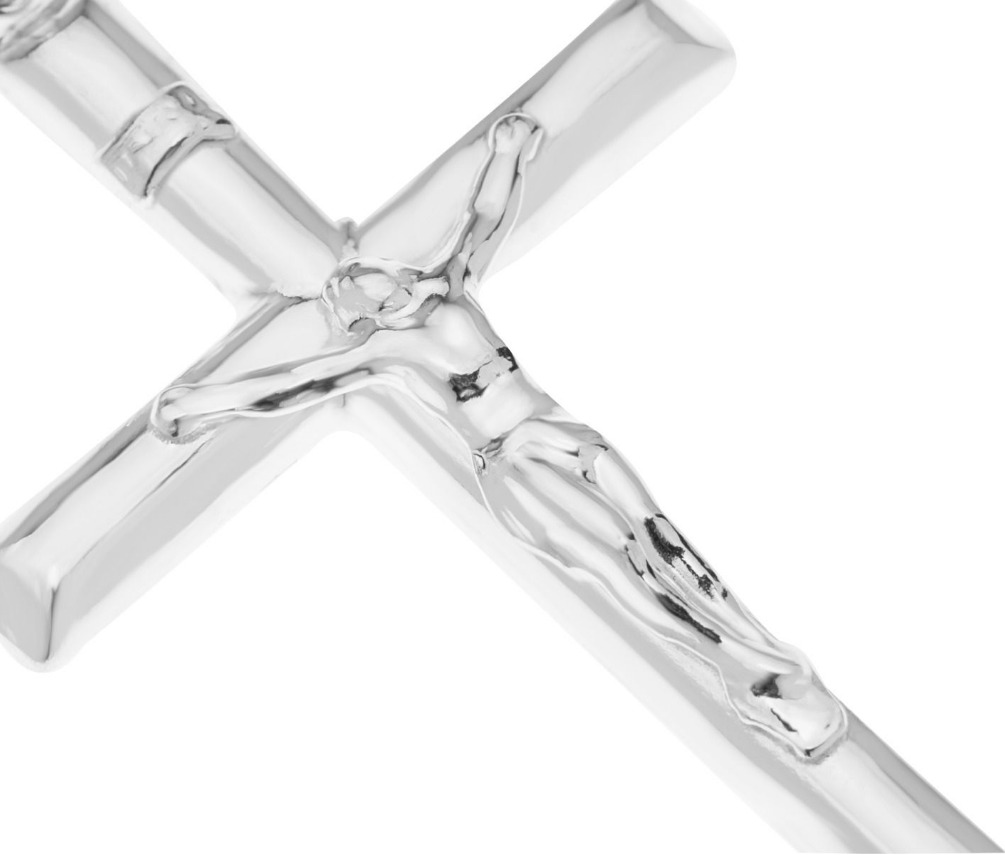 Sterling Silver Large Crucifix Cross Pendant On 18inch Curb Chain Religious gift