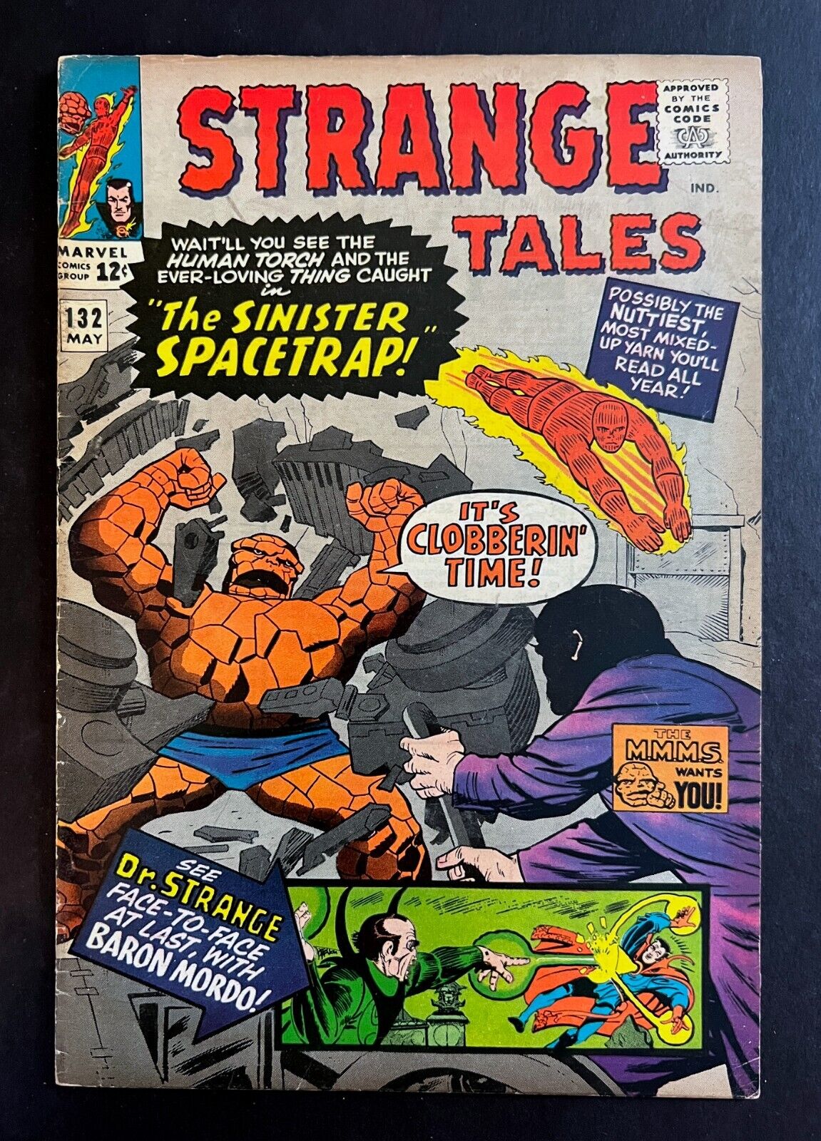 STRANGE TALES #132 Fantastic Four Thing Human Torch Dr. Strange Dormammu 1965