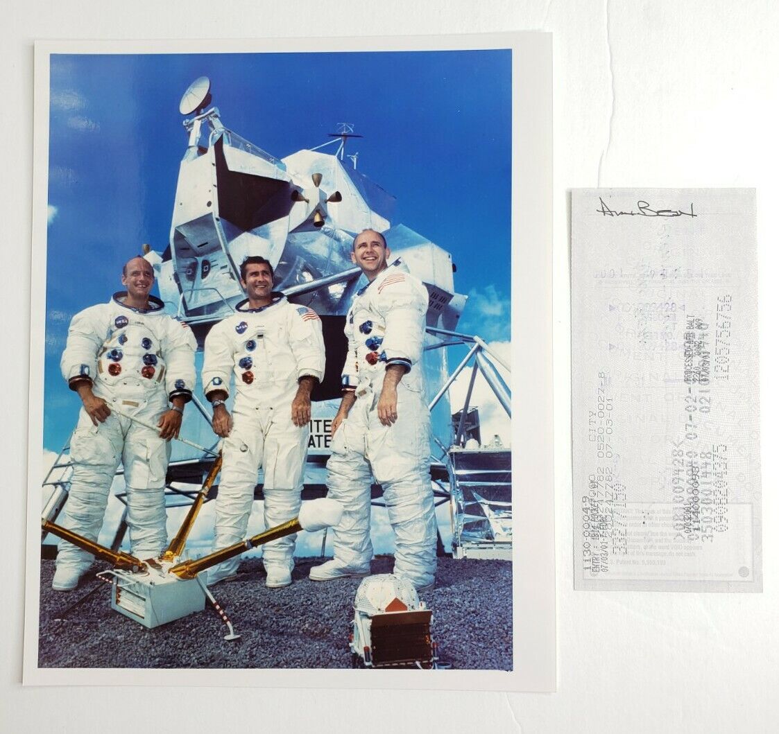 Alan Bean Signed Autographed Check Moonwalker Apollo With 8x10 Photograph