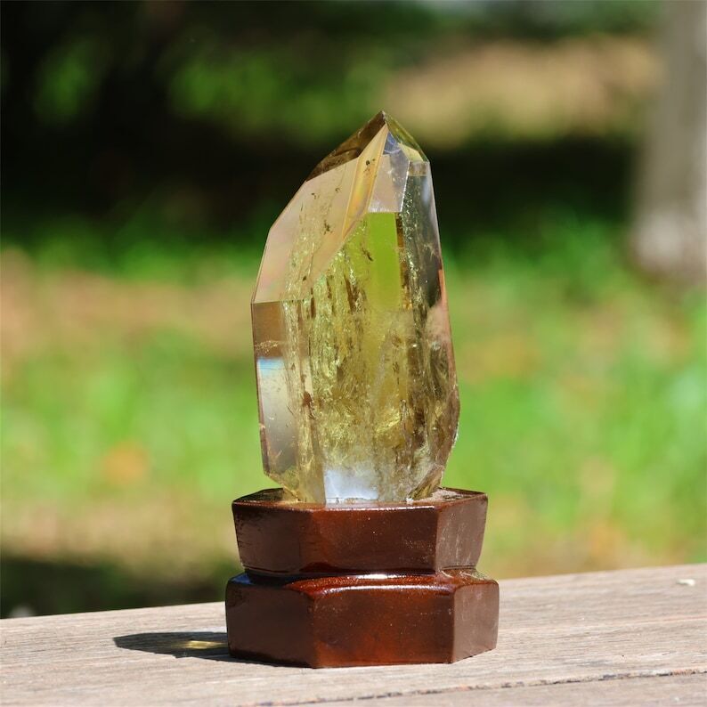 2.53LB Top Natural Citrine Obelisk Crystal Specimen Reiki Crystal Wand point