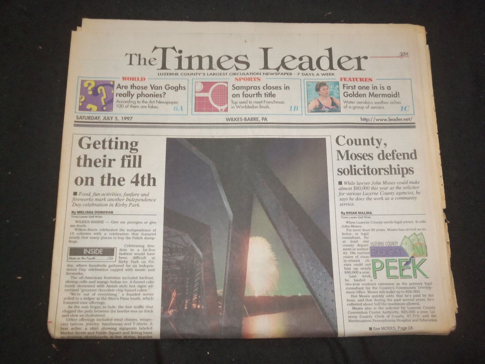 1997 JULY 5 WILKES-BARRE TIMES LEADER - MOSES DEFENDS SOLICITORSHIPS - NP 7745