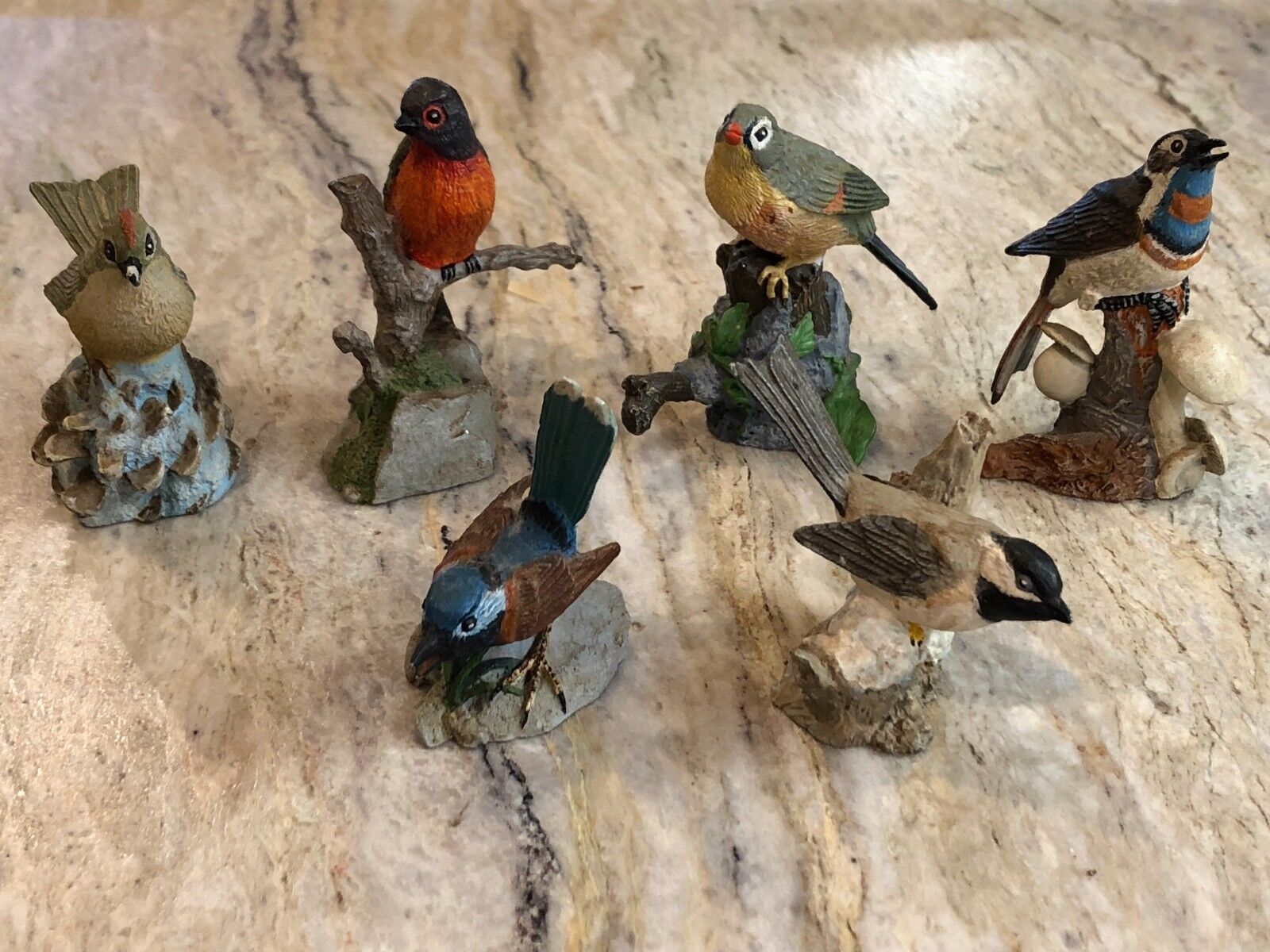 Franklin Mint Miniature Pewter Bird Figures Lot of 6 Collection 1981-1983 HTF
