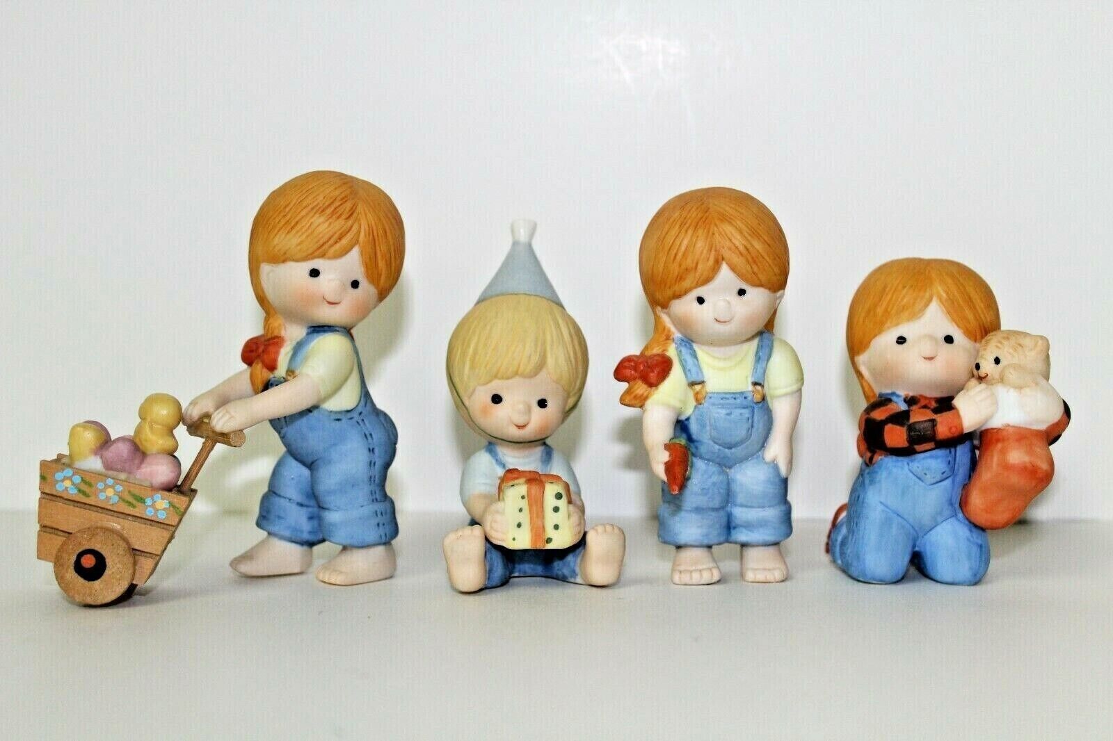 Porcelain Children Figurines Set of 4 Enesco 1980's 