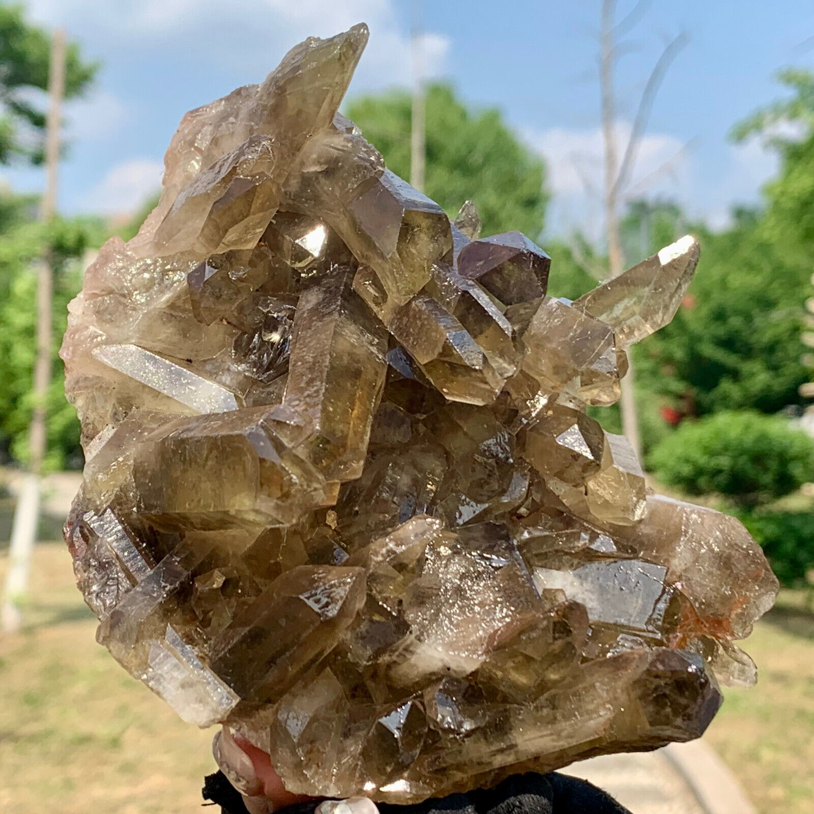 410G  Natural Himalayan Black Smoked Crystal Meditation Energy Crystal cluster