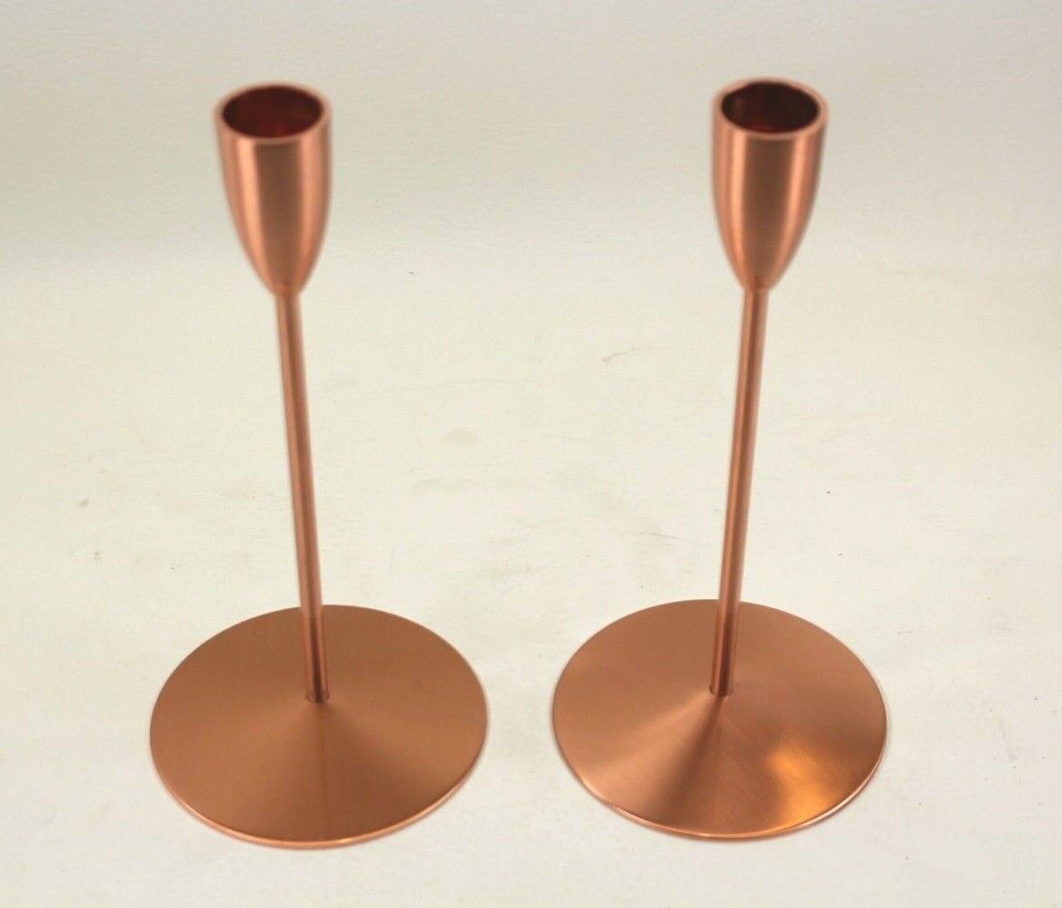 Wedgwood Arris Copper Candlestick Pair - 7.9\