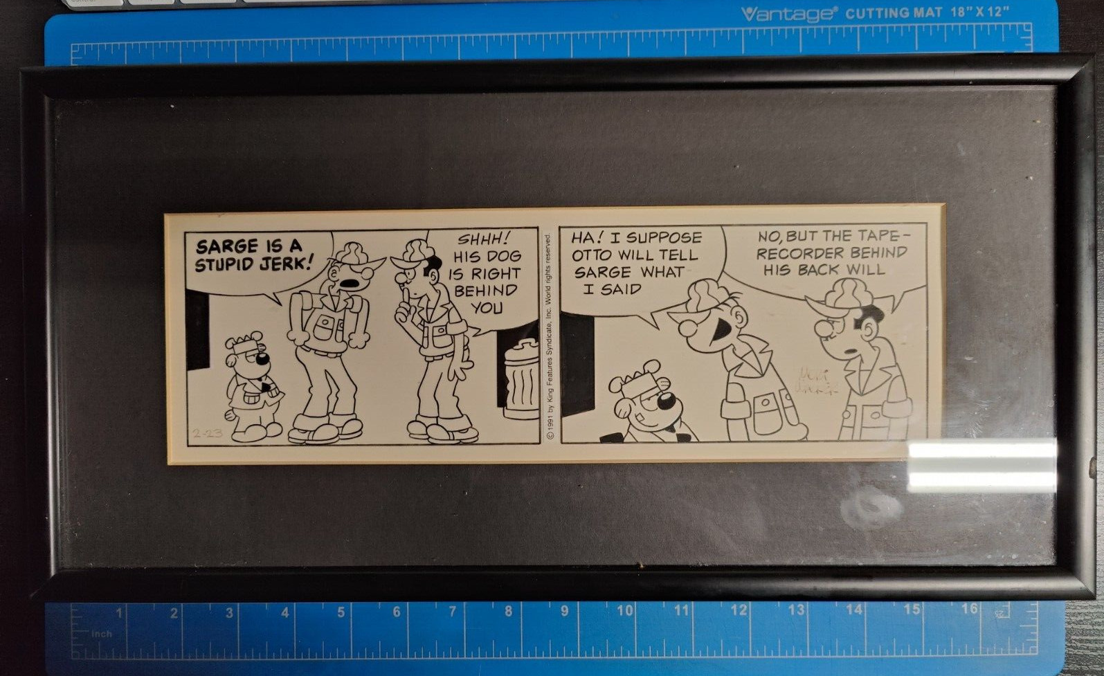 Original Mort Walker Beetle Bailey Newspaper Comic Strip Cells Signed Art Framed