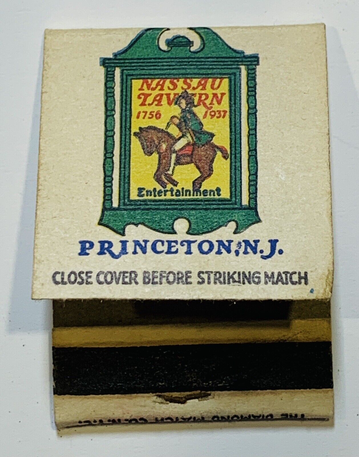 1937 MATCHBOOK: Nassau Tavern - Princeton, NJ - Diamond Match Co