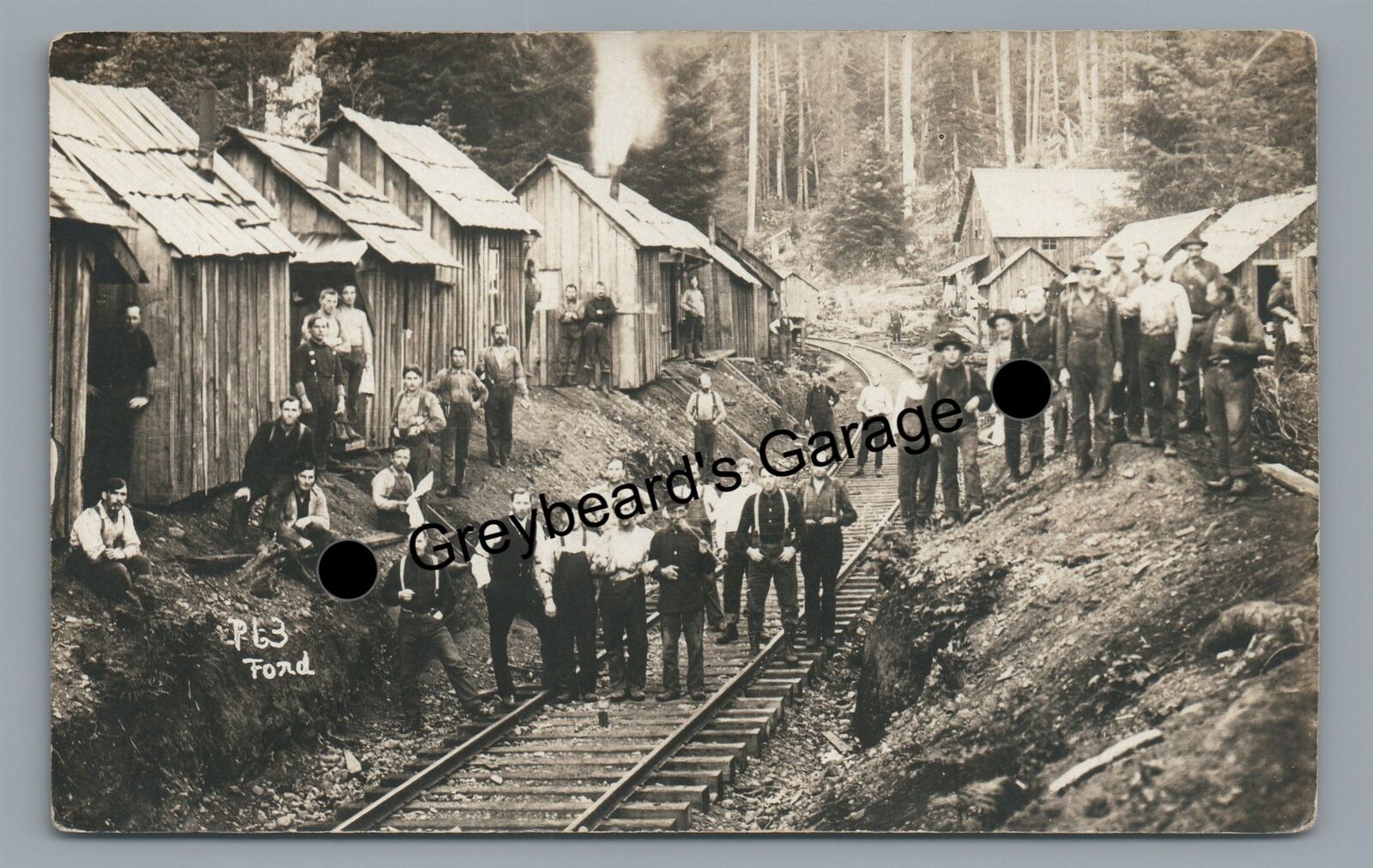 RPPC Deep Woods Logging Camp WA OR John JF FORD Real Photo Postcard