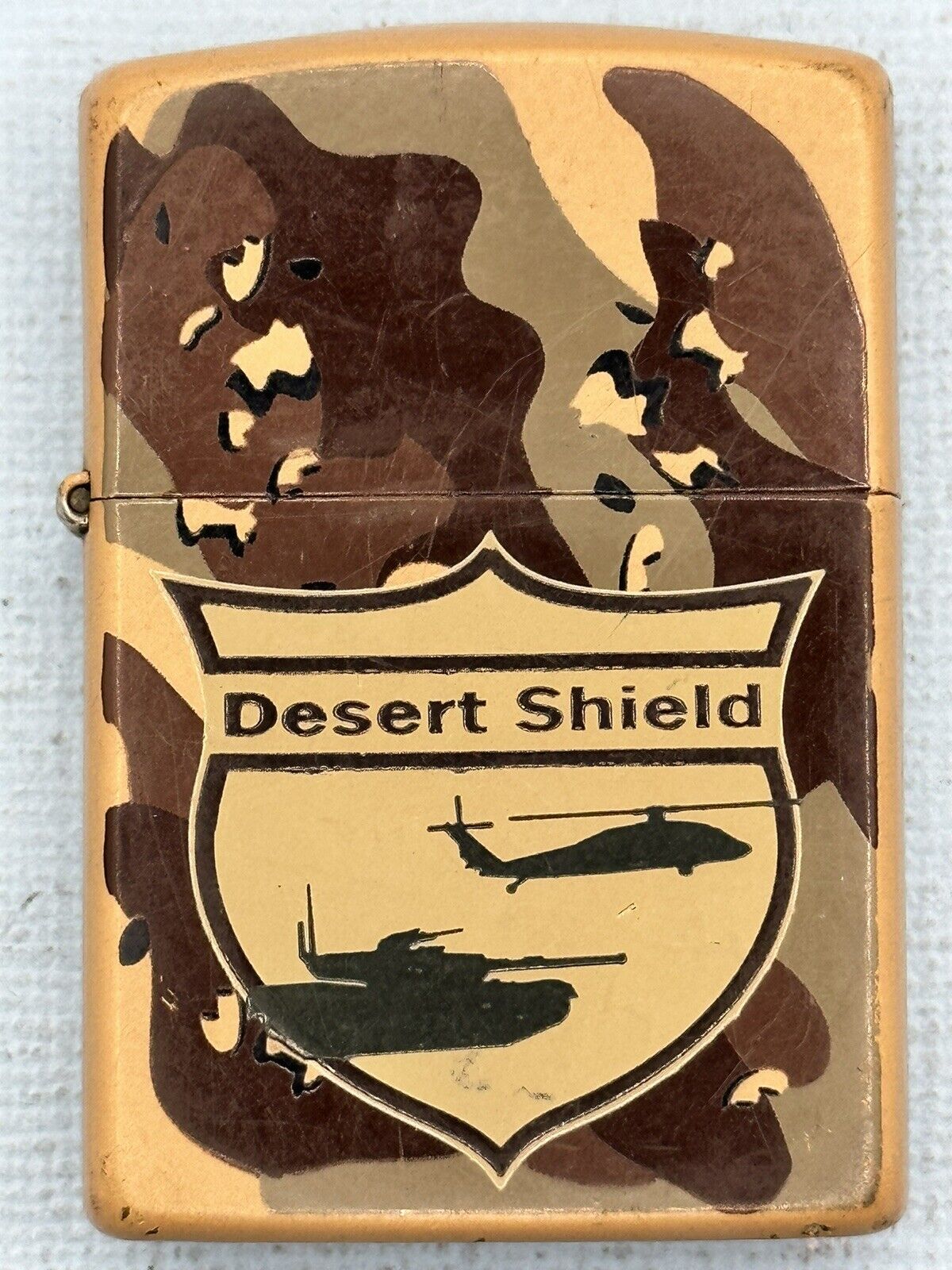 Vintage Desert Shield Tan Camo Zippo Lighter