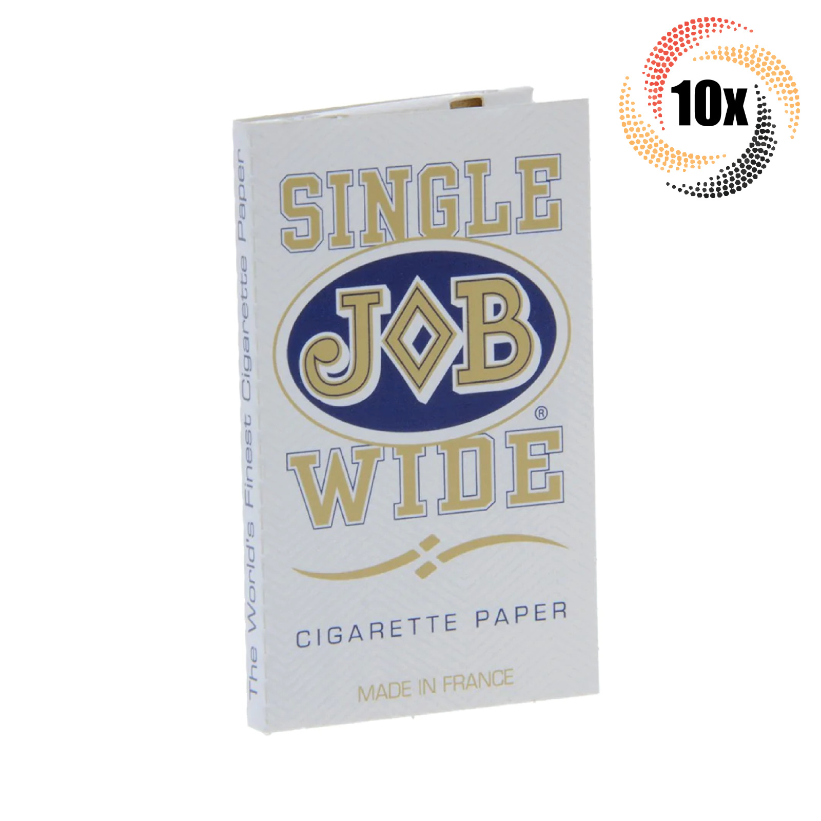 10x Packs JOB White Single Wide | 32 Rolling Papers Per Pack | Slow Burning
