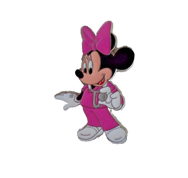 DISNEY PIN MINNIE MOUSE NURSE HOLDING STETHOSCOPE IN PINK SCRUBS 1 PIN AS SHOWN