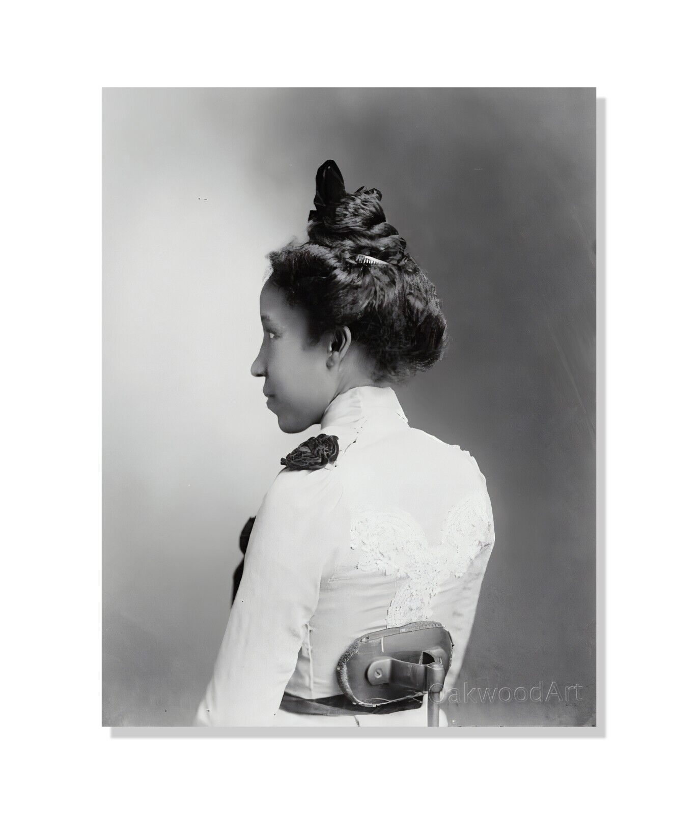 1890s Black Woman's Victorian Hairstyle, Rear View, Vintage Photo Reprint