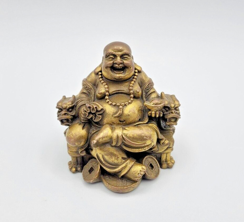 Maitreya Statue 3 in High Heavy Durable Brass Fat Laughing Buddha Statue Gift