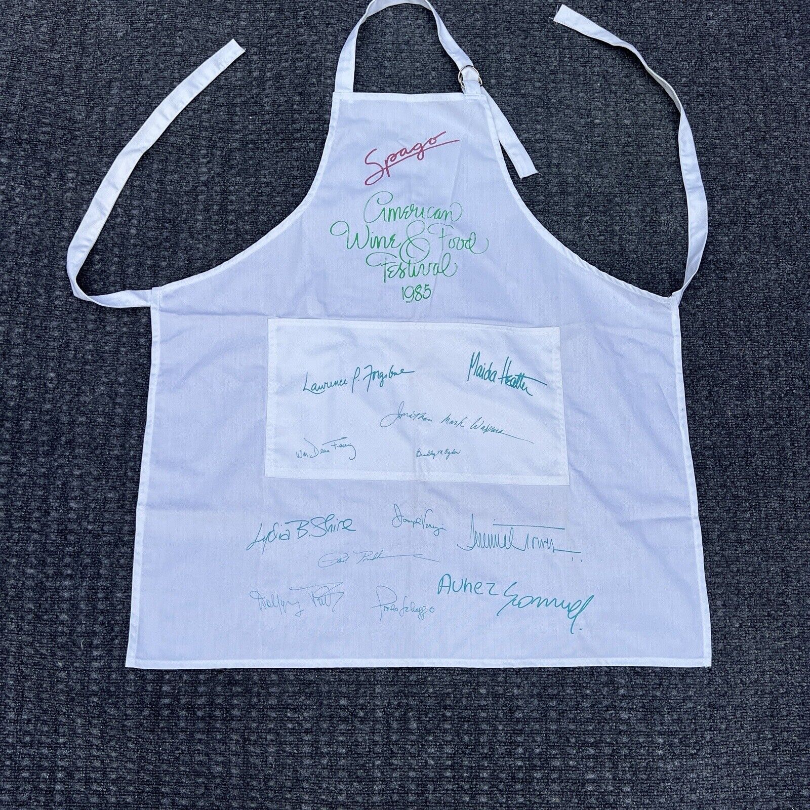 Rare Spago Apron Signed By Prudhomme/Wolfgang/ Other Great Chefs 1985