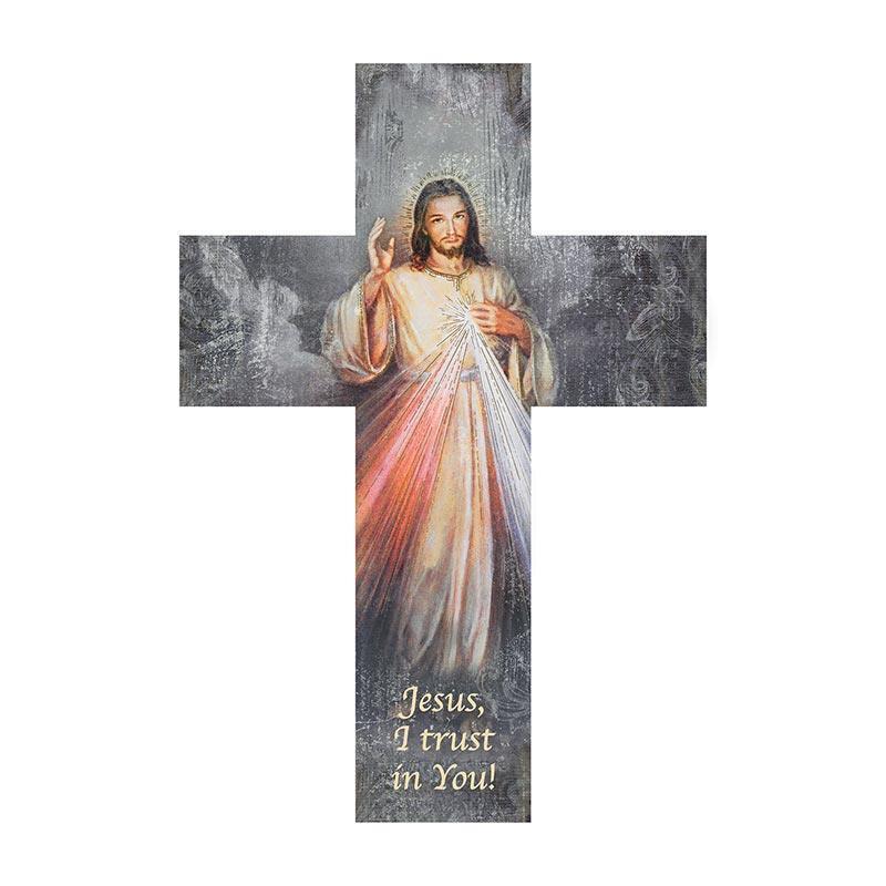 12 in Inspirational Wood Cross Divine Mercy Lot of 4 Catholic Religious Gift