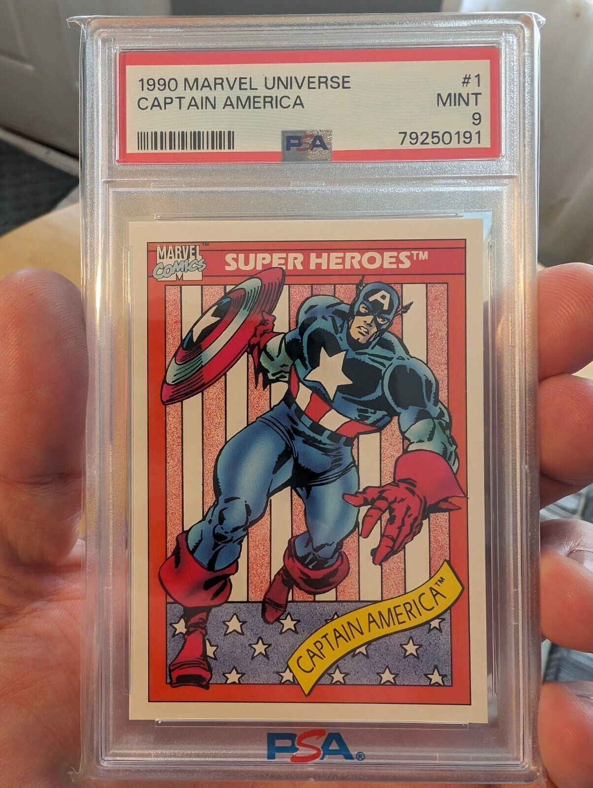 1990 Impel Marvel Universe Super Heroes Captain America #1 PSA 9 MINT