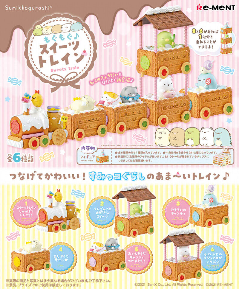 Re-Ment Sumikko Gurashi Sweets Train Miniature Figure Complete Box Set of 6
