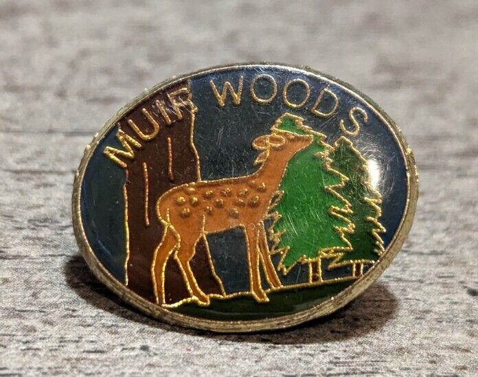 Muir Woods National Monument California Deer & Tree Vintage Souvenir Lapel Pin