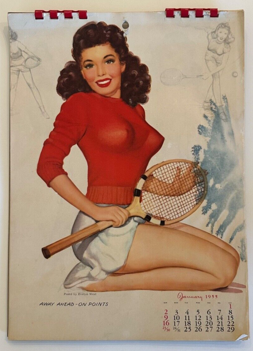 Vintage 1955 Jerry Thompson Complete Pin-Up Art Calendar Evelyn West