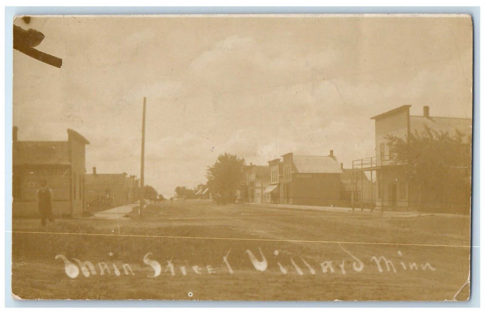 Villard Minnesota MN RPPC Photo Postcard Main Street View c1910's Posted Antique