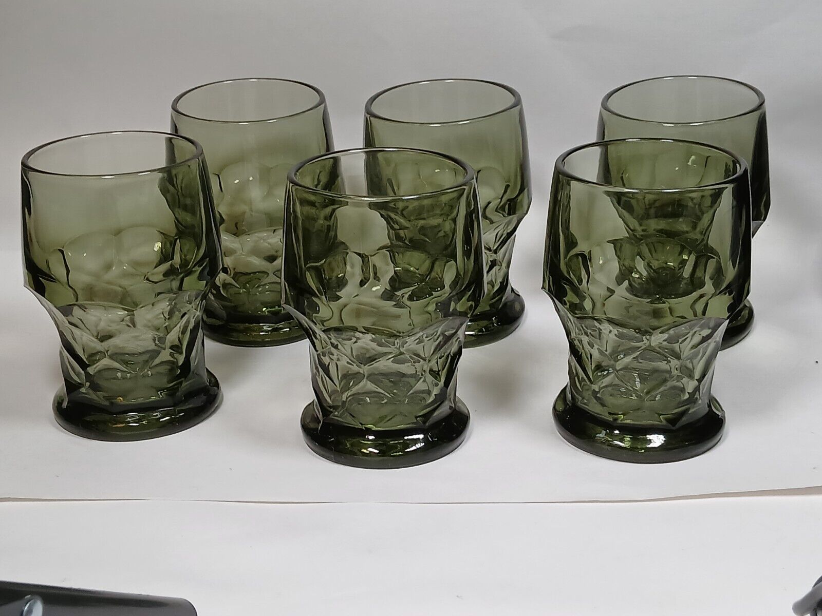 4 Vintage Viking Smoky Gray Georgian Honeycomb Drinking Glasses 6 oz