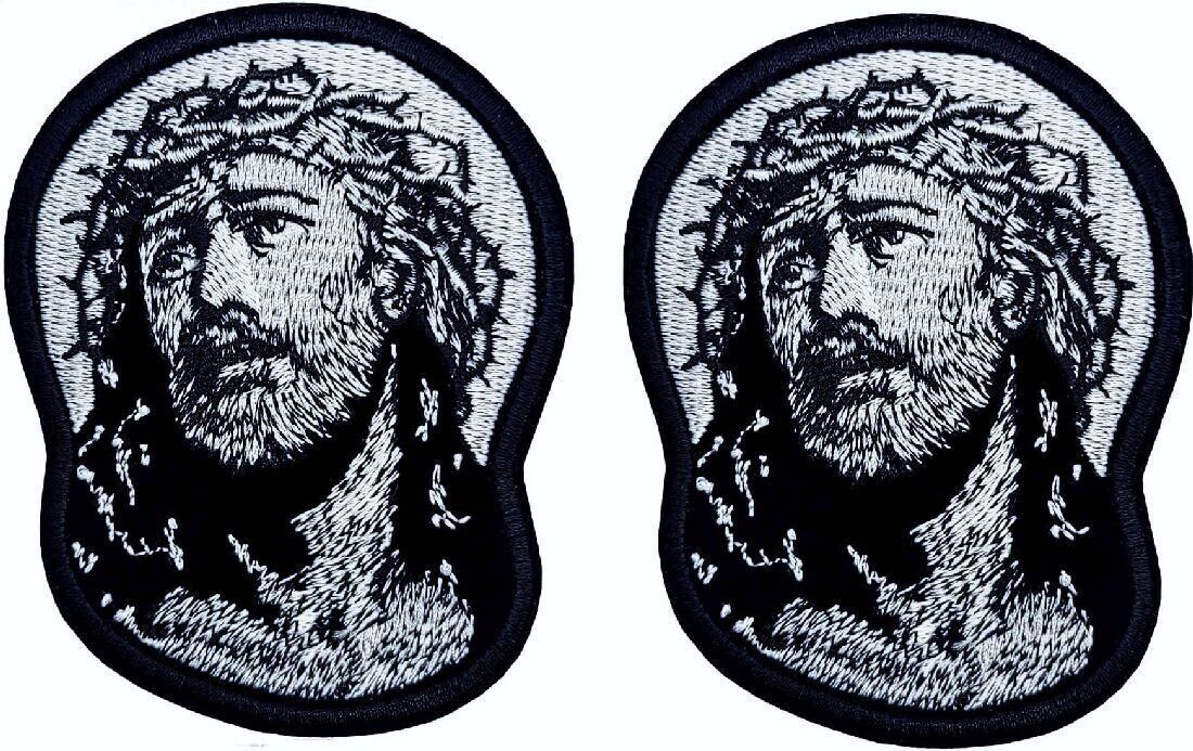 Jesus in Crown of Thorns Christian Embroidered Patch | 2PC IRON ON SEW  4