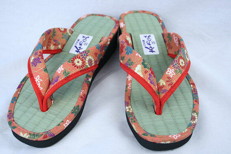 ISM Japanese Pattern Legs sandals Gold Brocade pink L size Japan production
