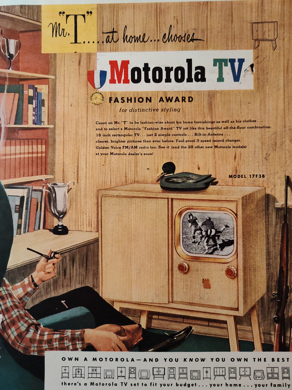 1950 Esquire Ads Motorola TV Pabst Blue Ribbon Beer Harry Von Zell Bill Goodwin